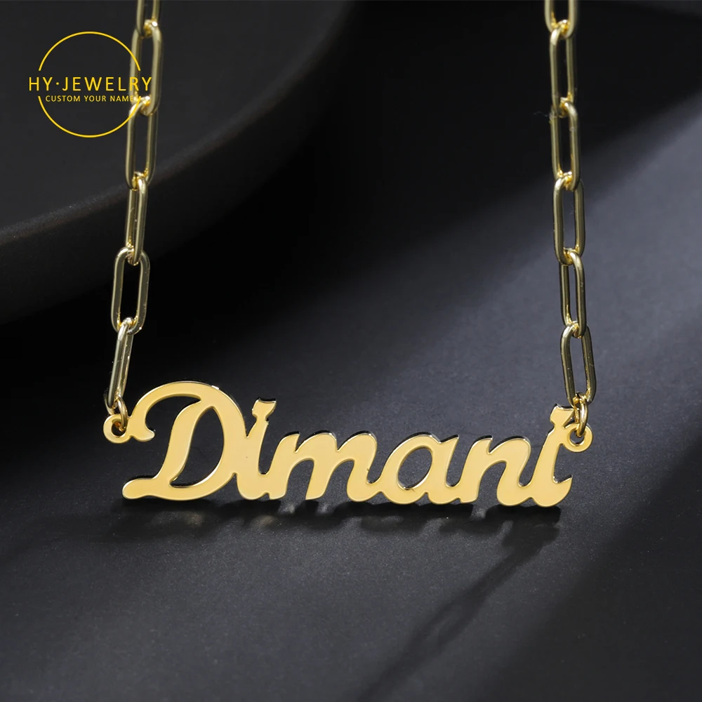 

Custom Necklace With Name Personalized 18K Gold Plated Name Necklace For Women Gift Stainless Steel Jewelry Charm Choker BFF