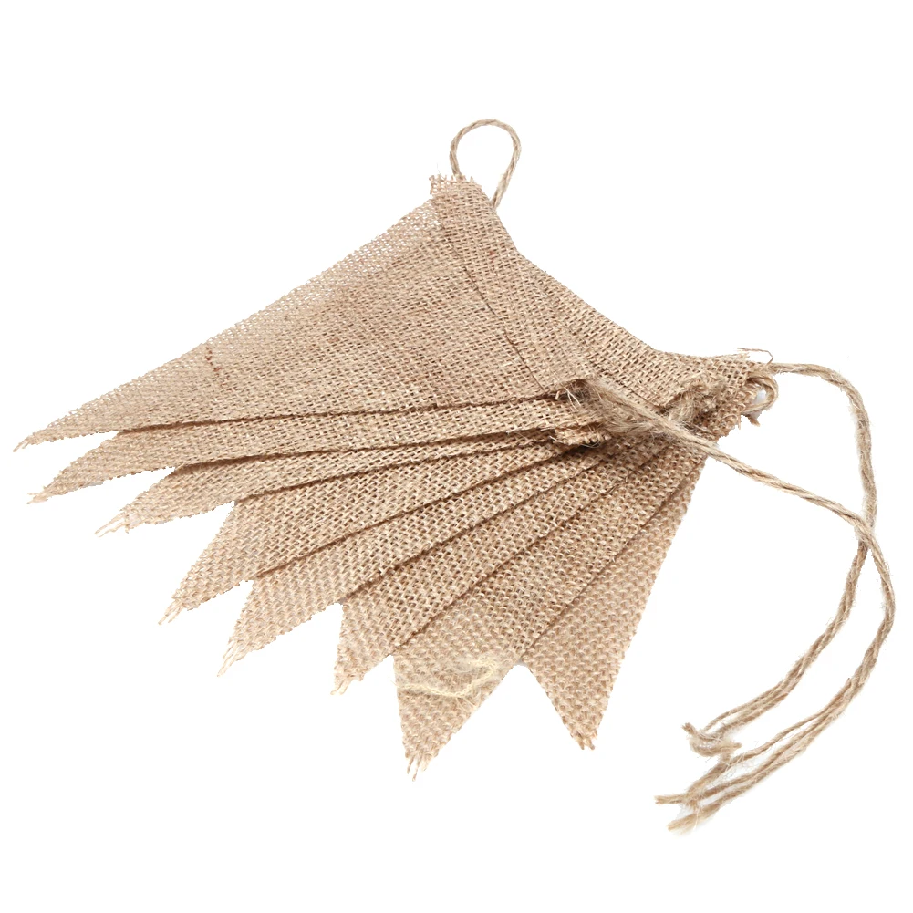 

3m Vintage Jute Hessian Burlap Bunting Banners 13 Flags Wedding Pennant Flags Festival Celebration Party Garland Tent Decor