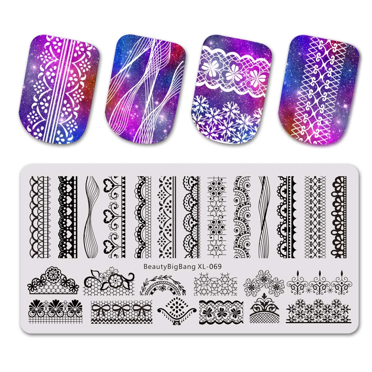 

2020 NEW Designs Rectangle Lace French Nail Art Stamping Templates Manicure Nail Art Image Plates Nail Art Accessories Tools