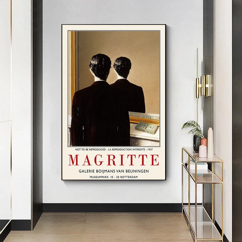 

Rene Magritte Retro Character Art Posters and Prints Canvas Paintings Wall Art Pictures for Living Room Decor Cuadros