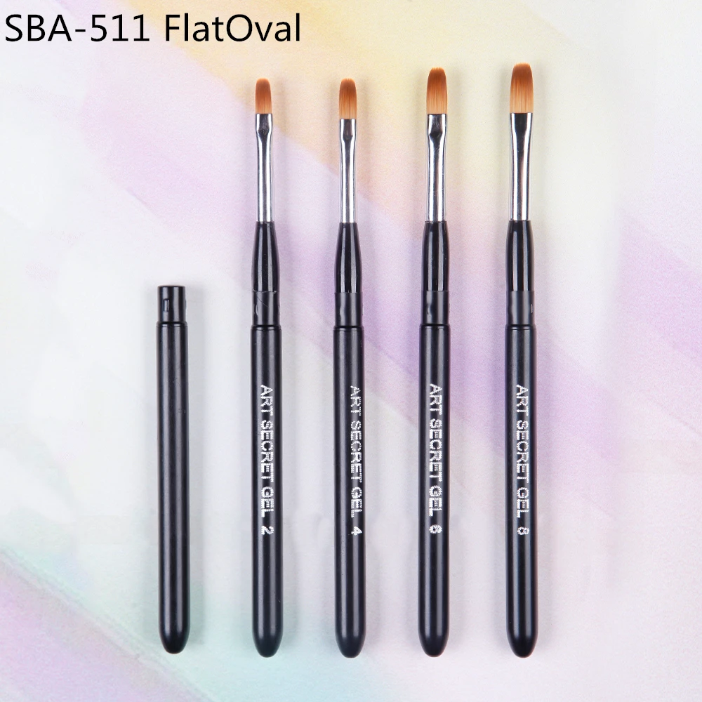 

High Quality 1PC SPA-511 Flat-Oval Taklon Hair Varnish Travel Paint Brushes For A Manicure Nail Art Design Gel