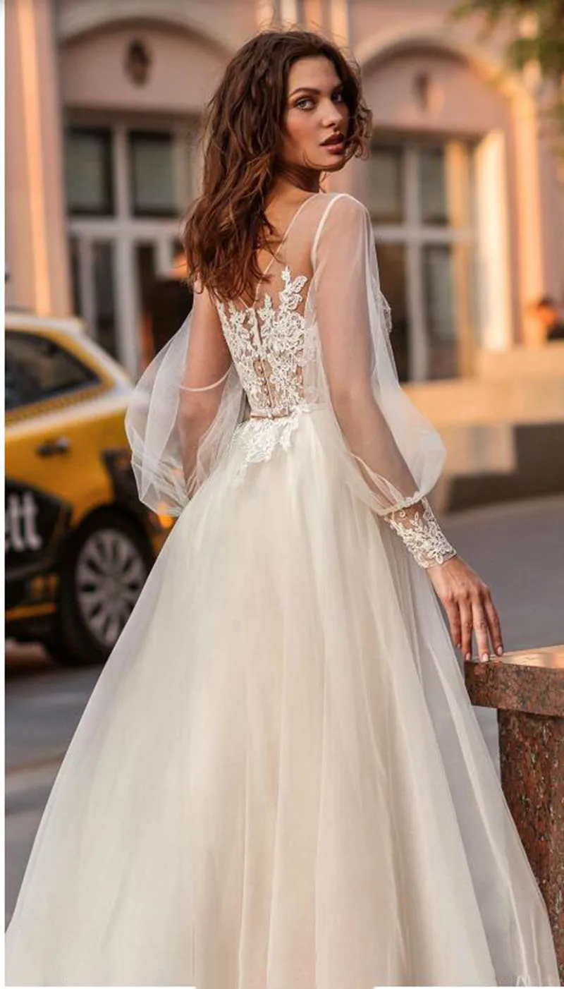 

Hi Shy Bridal New simple wedding dress backless sleeveless design chiffon lace bride dresses princess dress plus size 2021