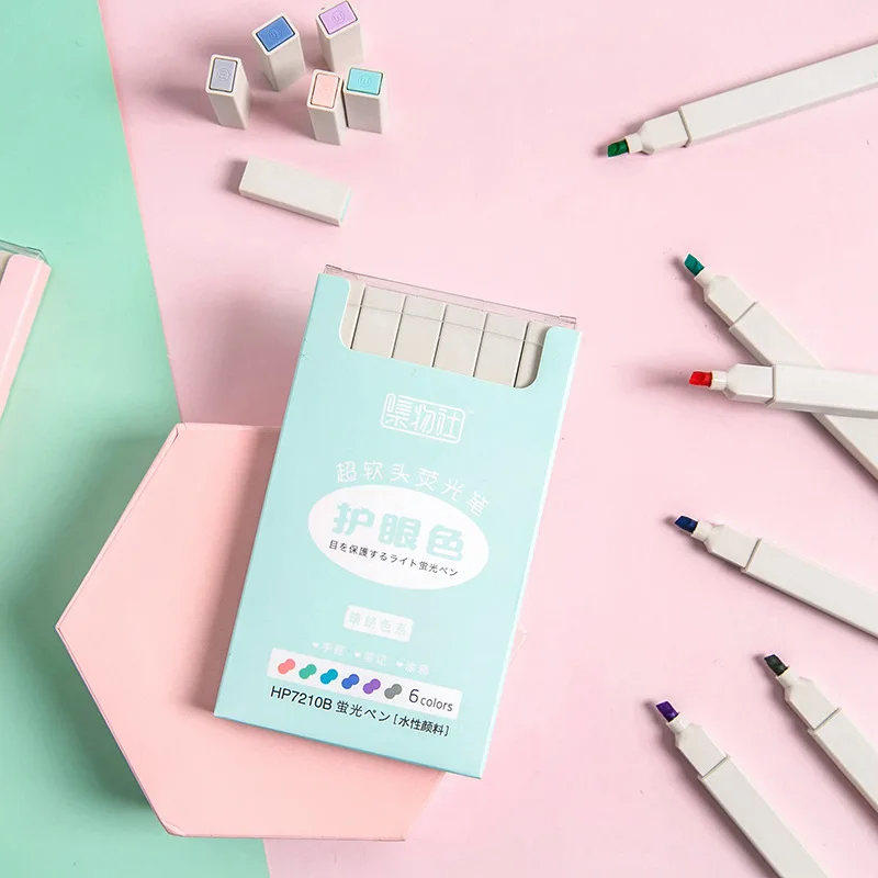 6 шт./компл. Morandi цветная хайлайтер ручка этикетка ключевые слова маркер мягкая