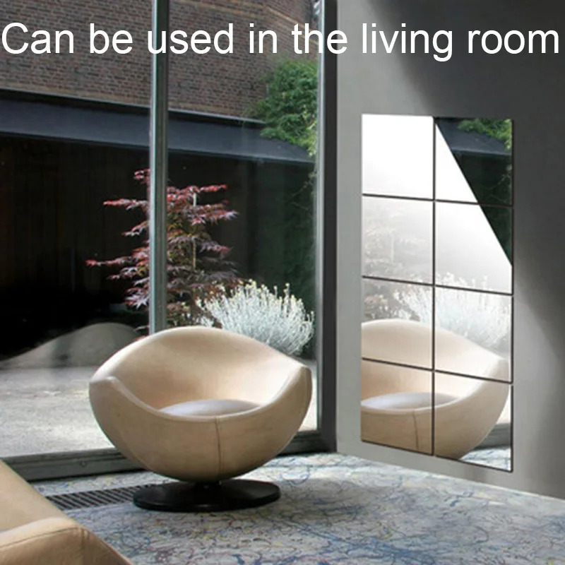 

60*100 cm Mirror Wall Sticker Rectangle Spliced Stickers Self Adhesive Room Decor Stick Waterproof Wall Home Bathroom Decor