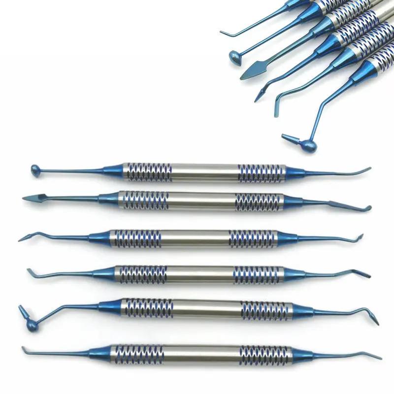 

6pcs/set Dental Composite Resin Filling Spatula Titanium plated Head Resin Filler Set Restoration set Dental Instrument