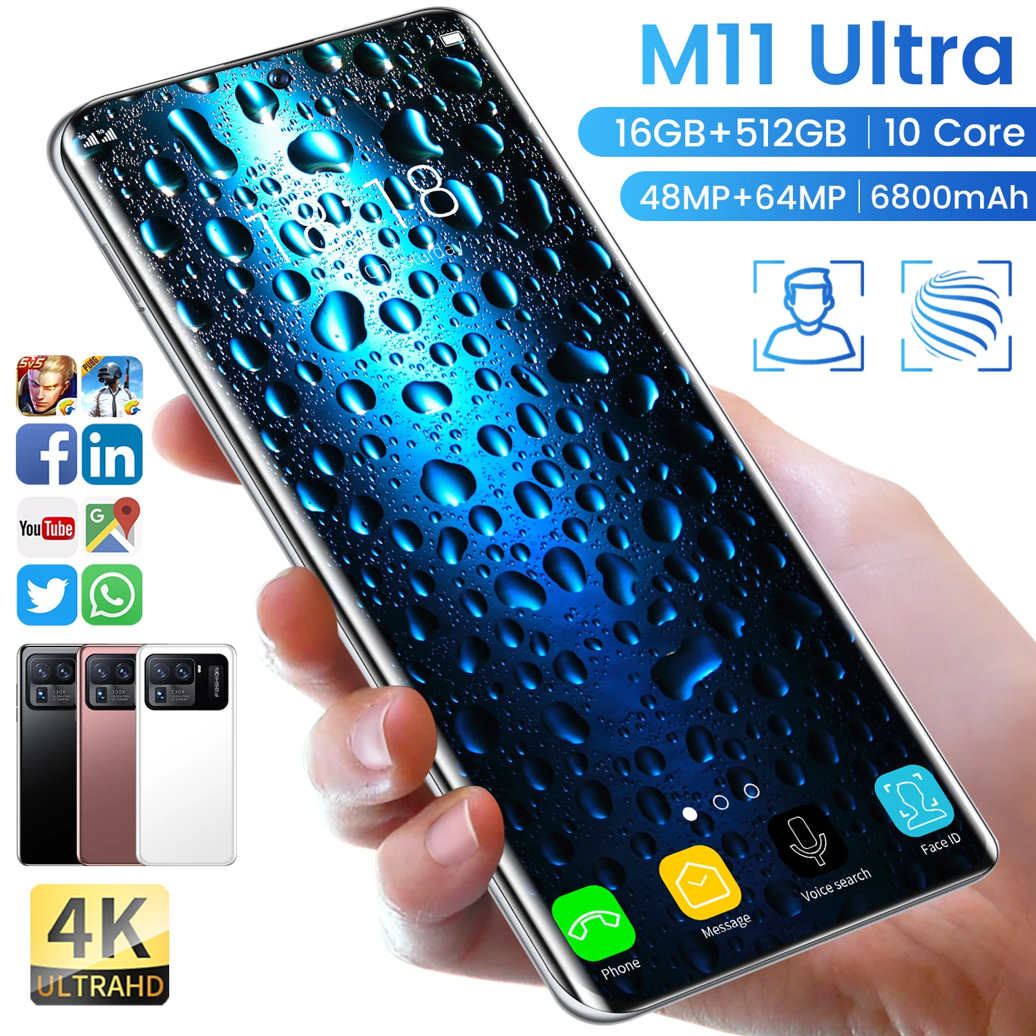 

Новинка 2022, новинка, новинка 7,3 года, смартфон M11 Ultra с экраном 512 дюйма, 16 ГБ + 6800 ГБ, Φ ID, мАч, 48 + 64 Мп, две SIM + Micro
