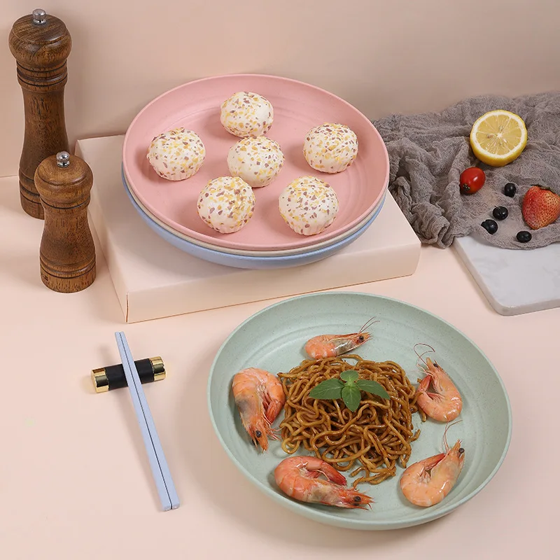 

4pack Large Size Lightweight Wheat Straw Plates -dishes And Plates Sets For Kids Children Toddler Adult Dinner Plates