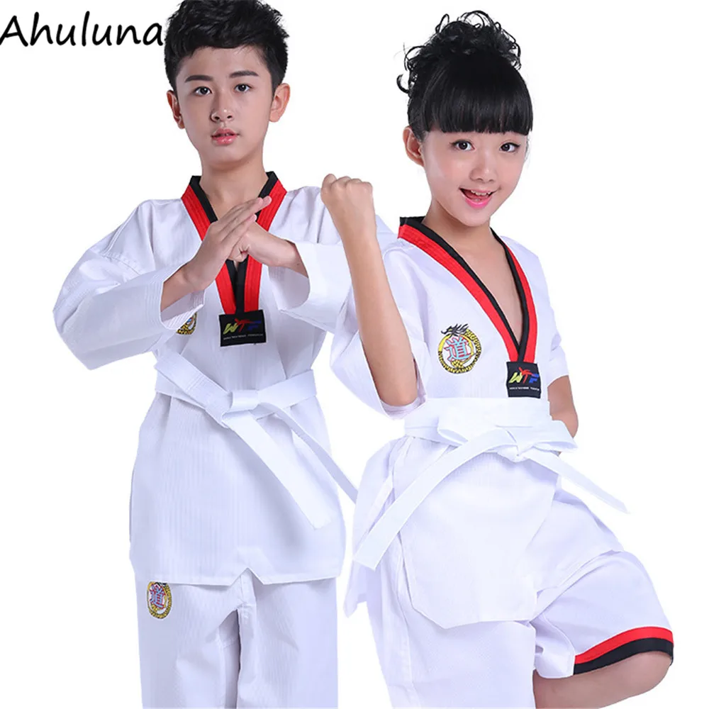 Унисекс Спортивная одежда каратэ для тхэквондо детей взрослых с длинными и