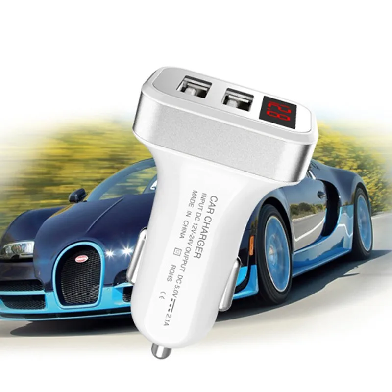 Автомобильное зарядное устройство с двумя USB портами и светодиодной подсветкой