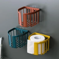 wall mounted roll holder multi function toilet paper rack adhesive storage organizer shelf bathroom tissue holder hanging towels