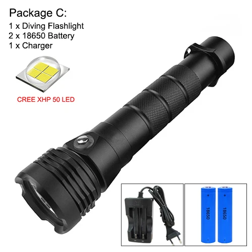 with 18650 charger CREE XHP50 светодиодный вспышка для подводного погружения и светильник белого и желтого цвета светильник подводный Водонепроницаемый 80 м Дайвинг Фонарь 4000 люмен светодиодный Дайвинг Фонарь - Испускаемый цвет: with 18650 charger