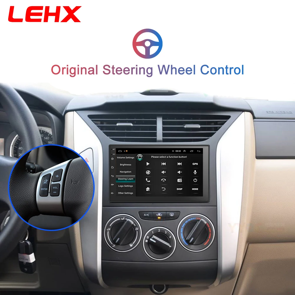 Автомобильный мультимедийный плеер LEHX 2DIN 7 дюймов Android 10 DVD радио GPS для TOYOTA Nissan Kia