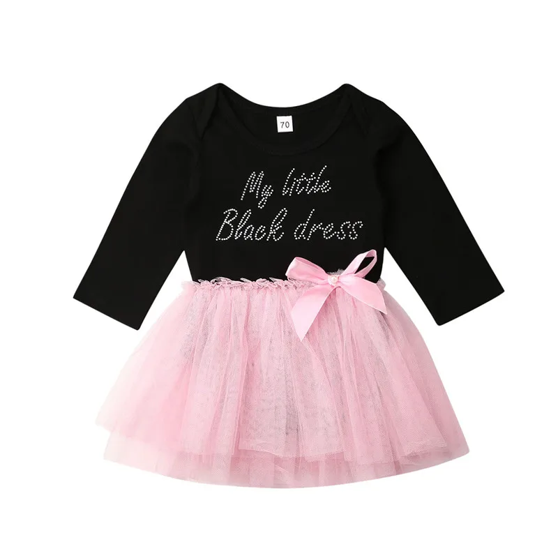 

Newborn Baby Girls clothes Tulle letter print bow cotton autumn Bodysuit round neck long sleeve kids Toddler Jumpsuit one pieces