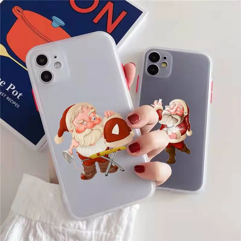 

Merry Christmas Santa Claus cartoon Phone Case matte transparent For iphone 7 8 11 12 13 plus mini x xs xr pro max cover