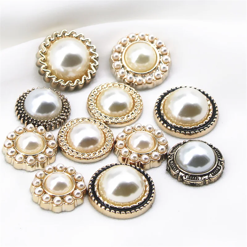 

10/20/30pcs Golden Pearl flat back button Upscale Home Garden Crafts Cabochon Scrapbooking Clothing accessories