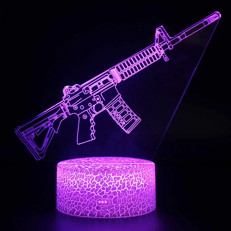 Искусственная 3D иллюзия Лампа декор комнаты ночное освещение винтовка револьвер