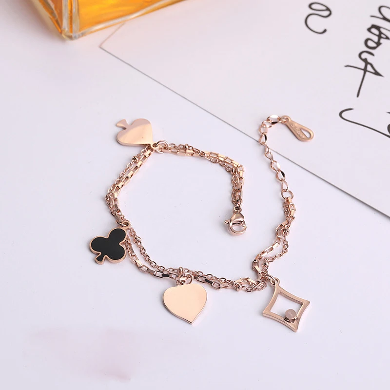 Двойная Цепочка пика сердце титановая сталь Женская универсальная цепочка до