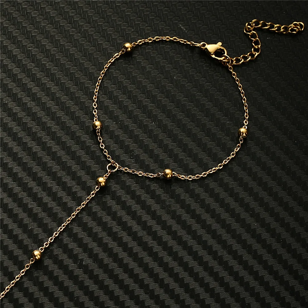 Цепочка Из Нержавеющей Стали с бусинами женская Простой браслет на палец ручная