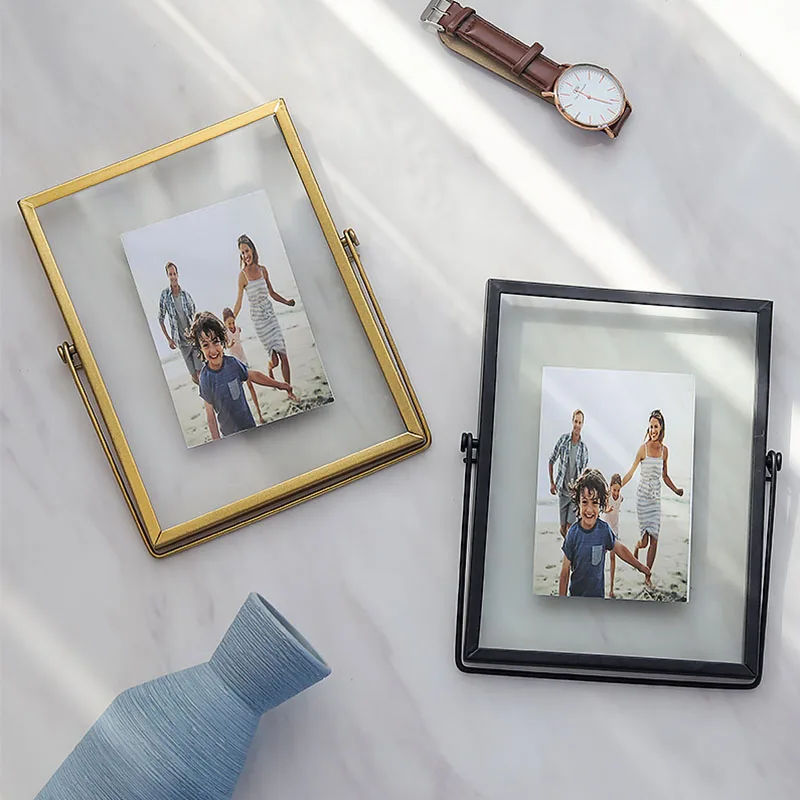Gold Metal Glass Photo Frames For Picture Nordic Large Folding Iron Desktop Portraits Creative Home Decoration Ornament | Дом и сад
