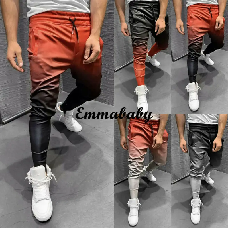 Мужские Длинные повседневные спортивные брюки новинка 2019 модные облегающие для