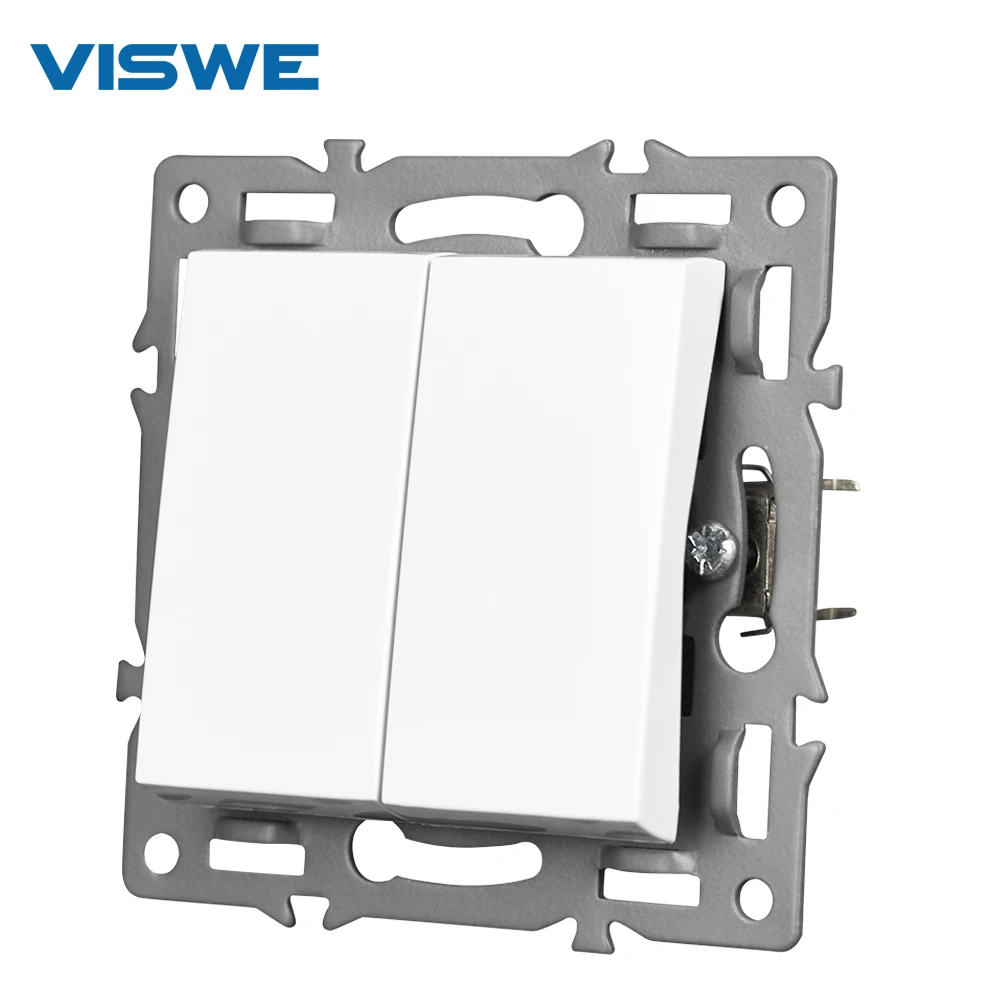 

VISWE 2gang1way Button Switch DIY Parts, White Plastic Materials,Function Key For button socket,key pad control FGT110-21