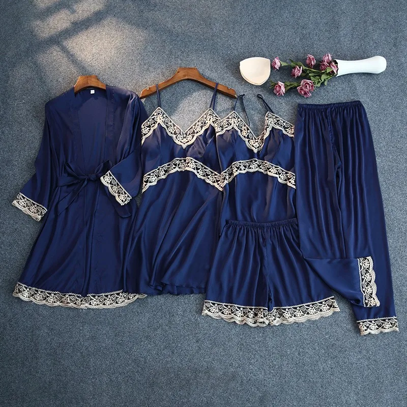 

Hollow Out Kimono Robe Gown Women Sleepwear Satin Summer Sexy Intimate Lingerie Casual Nightgown Perspective Home Clothes