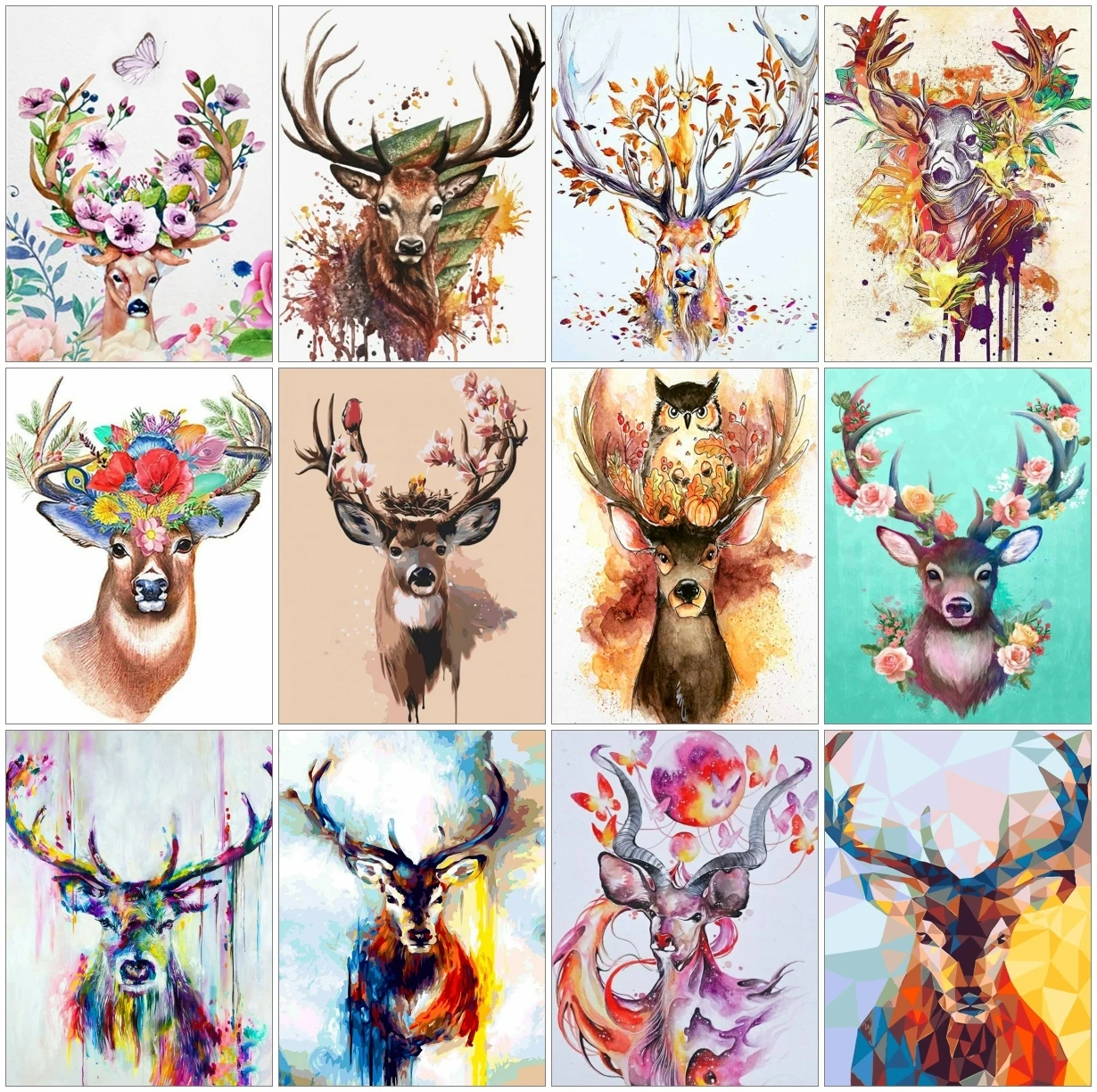 

AZQSD Diamond Painting Deer Flower Cross Stitch Kits Sale Rhinestones Diamond Embroidery Animal Mosaic Handmade Home Decor Gift