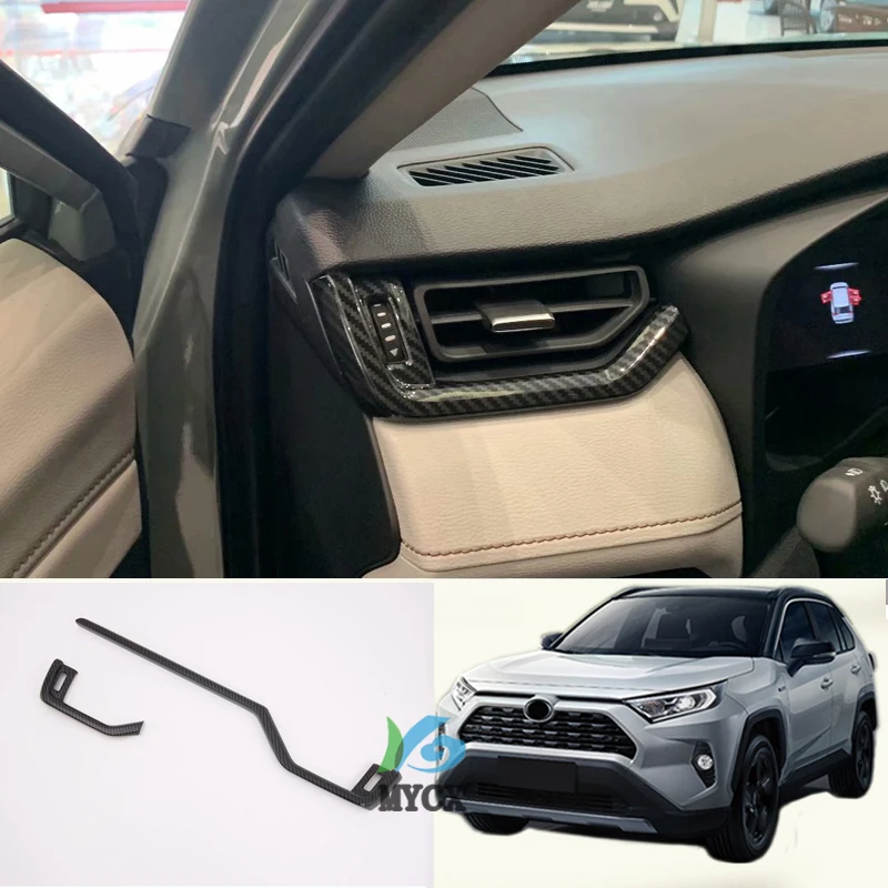 

Для Toyota RAV4 RAV 4 2019 2020 внутренняя средняя панель из углеродного волокна центральное управление Боковая Крышка Кондиционера отделка автомобил...