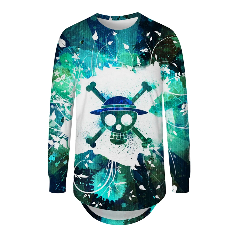 

Мужская футболка с принтом черепа и 3D пиратского комикса, с длинным рукавом, в стиле Харадзюку