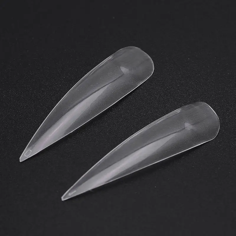 

50Pcs/Set Nail Art Natural Sharp Stiletto Long Claw French False Fake Nails Tips X7JA