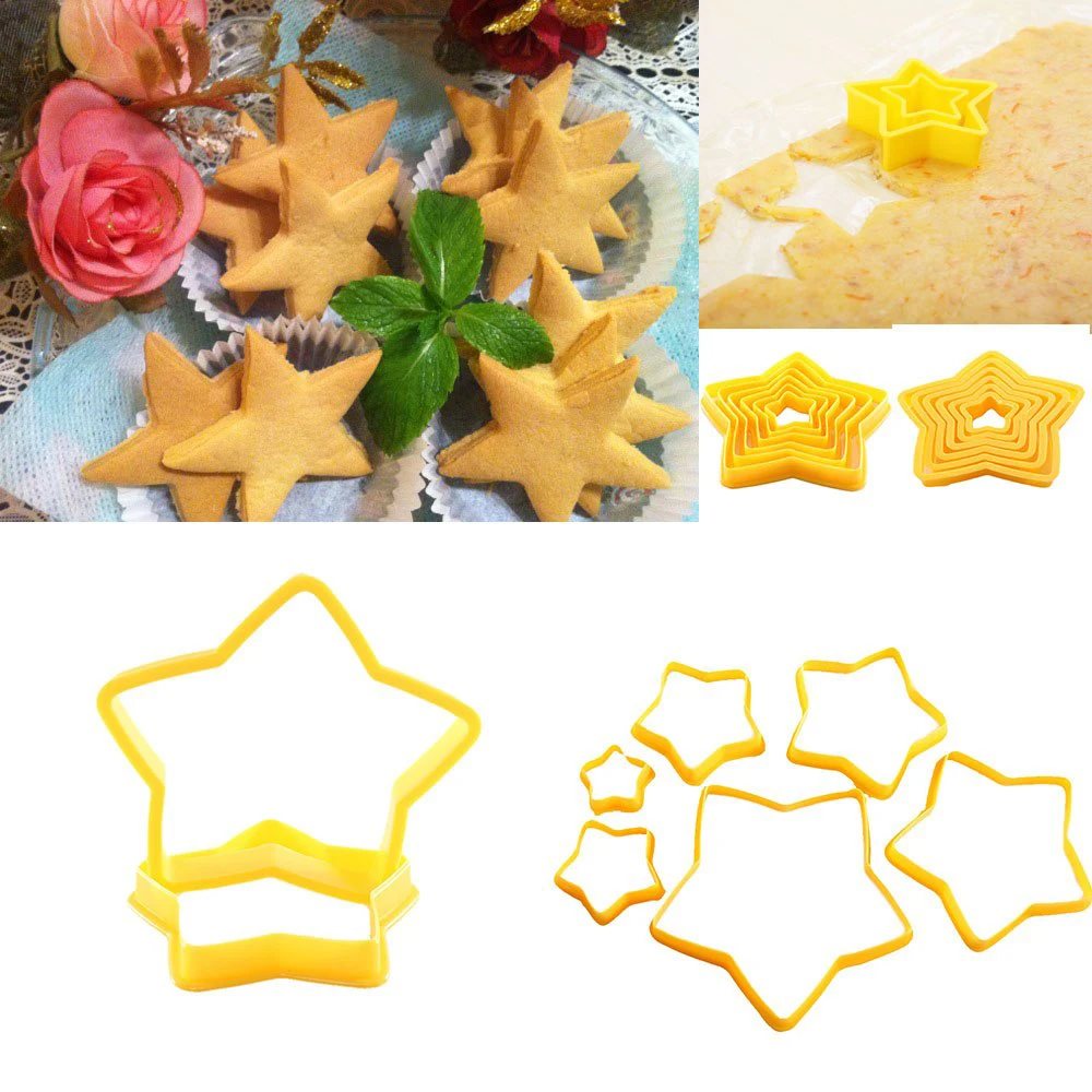 Новинка 6 шт./компл. формочки для печенья DIY Fondant пятиконечная звезда форма торта