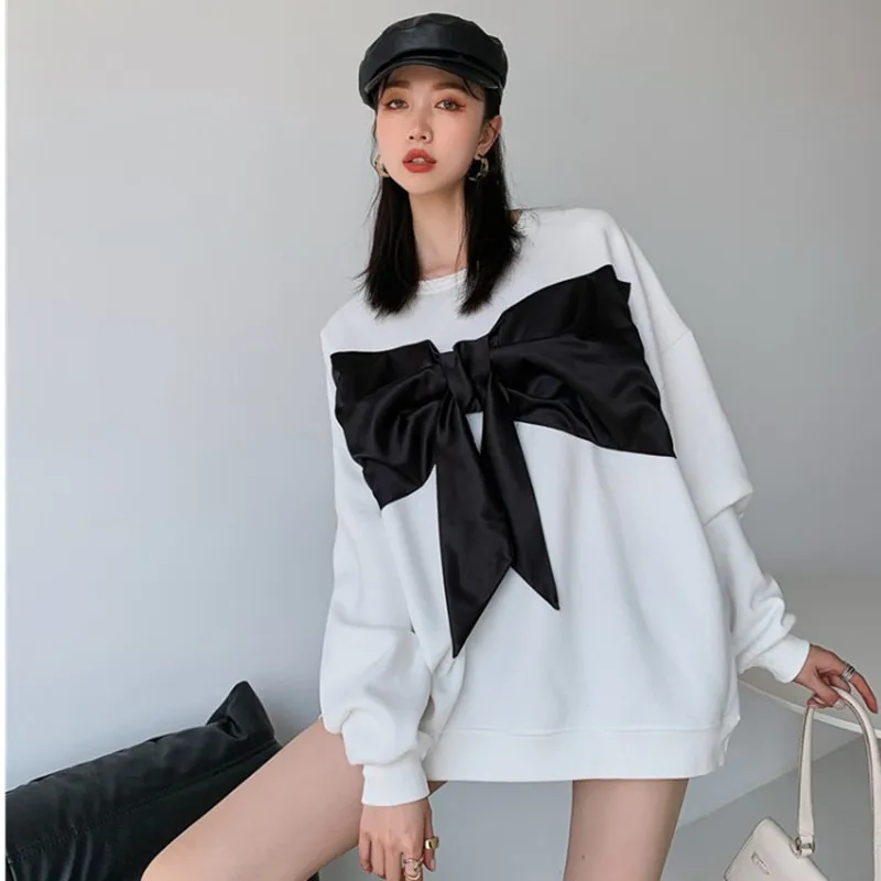 Корейский нишевый дизайн модные бархатные свитшоты с бантом для женщин весна 2020
