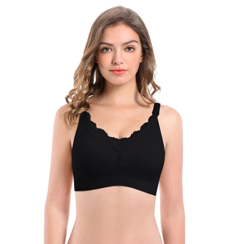 

Fashion Womens No Steel Breast-feeding Bra Lace Gathered Comfortable Pregnant Women's Underwear Breast-feeding Bra