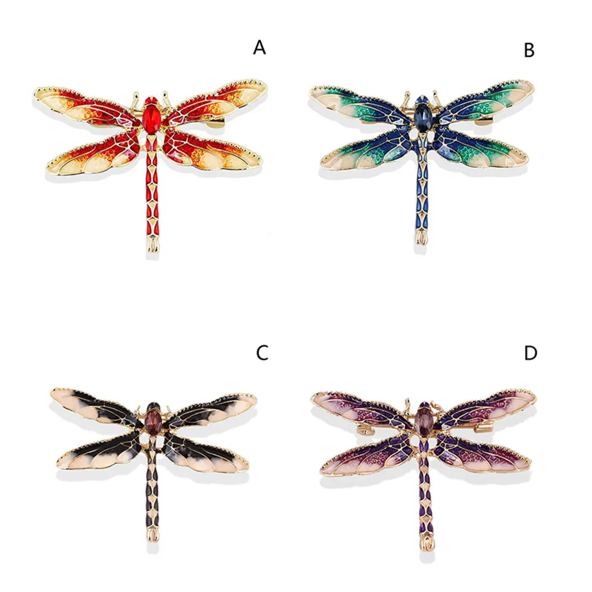 Женская Брошь Стрекоза зеленое насекомое с эмалевым покрытием брошь в виде
