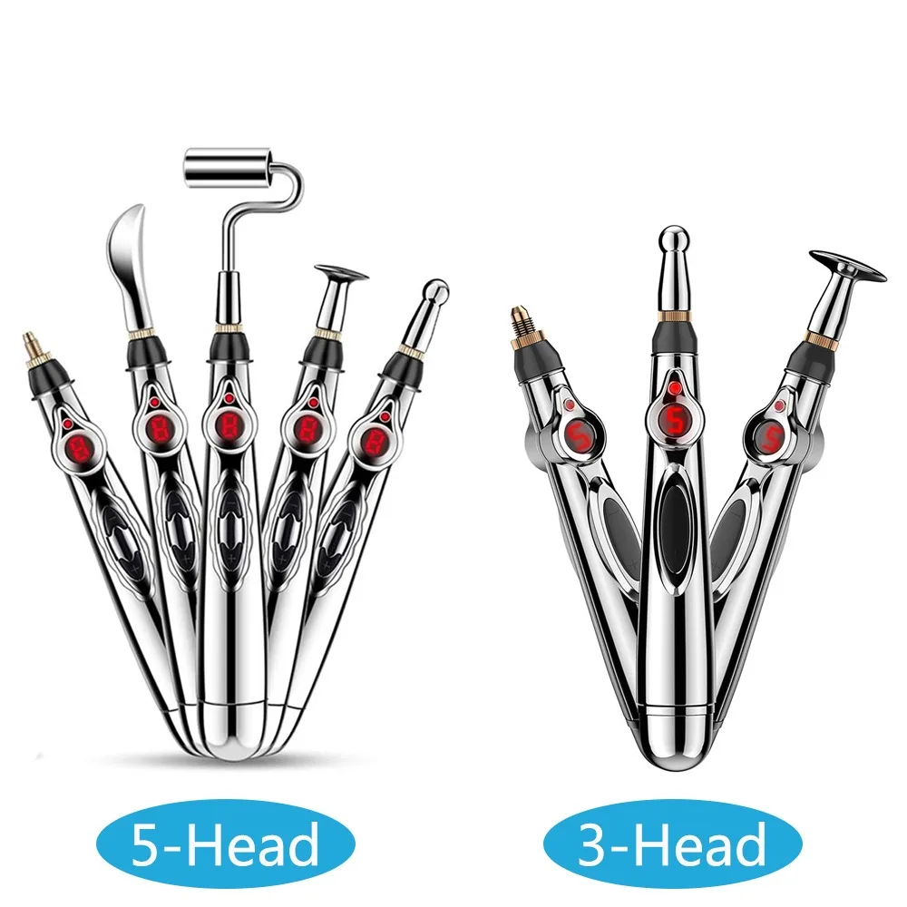 

5-in-1 Electronic Acupuncture Pen Electric Meridians Laser Therapy Heal Massage Pen Meridian Energy Pen Relief Pain Massage Tool