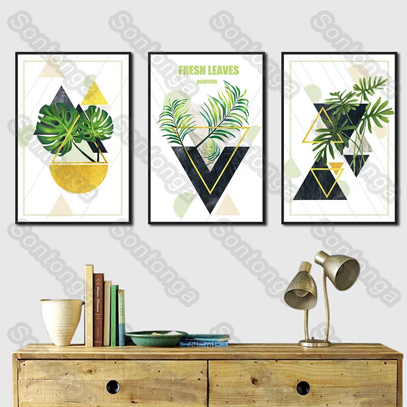 

Art Poster Printing American Hand-Painted Tropical Plant Banana Leaf Mural Tv Background Wall Bedroom Living Room Store