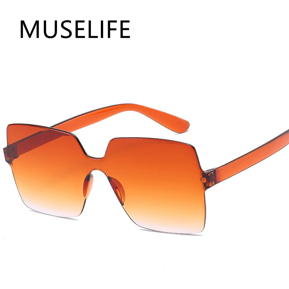 

MUSELIFE One-piece Frameless Sunglasses Women Wholesale Fashion Color Sun Glasses Candy-colored Glasses