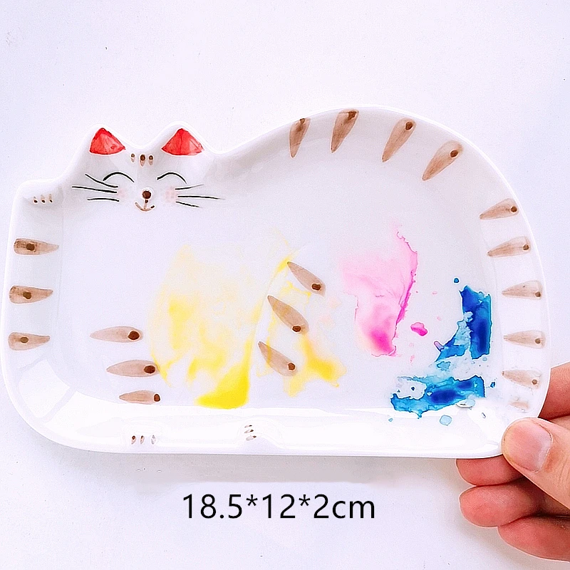 Керамическая палитра Акварельная живопись блюдо Kawaii котенок белый фарфор