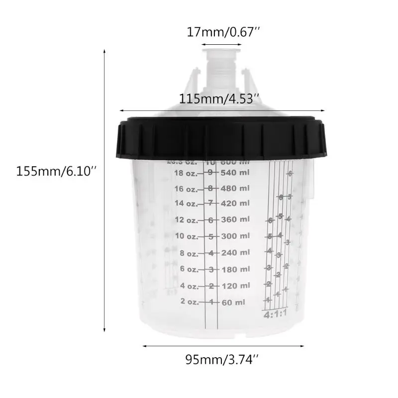 

Paint Mixing Cup PPS Type H/O Quick Cup Hard Cup Inner Cup Lids 600ml Spray Gun