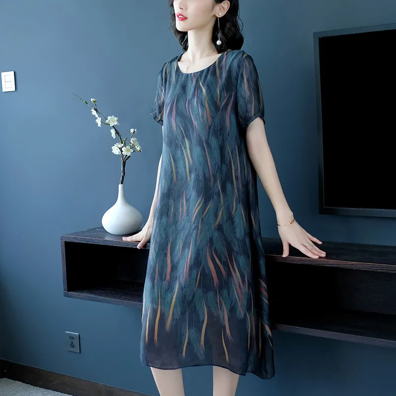 

2022 new Summer Dress Elegant Women's Clothing vintage Loose Short Sleeve Summer Dress m338
