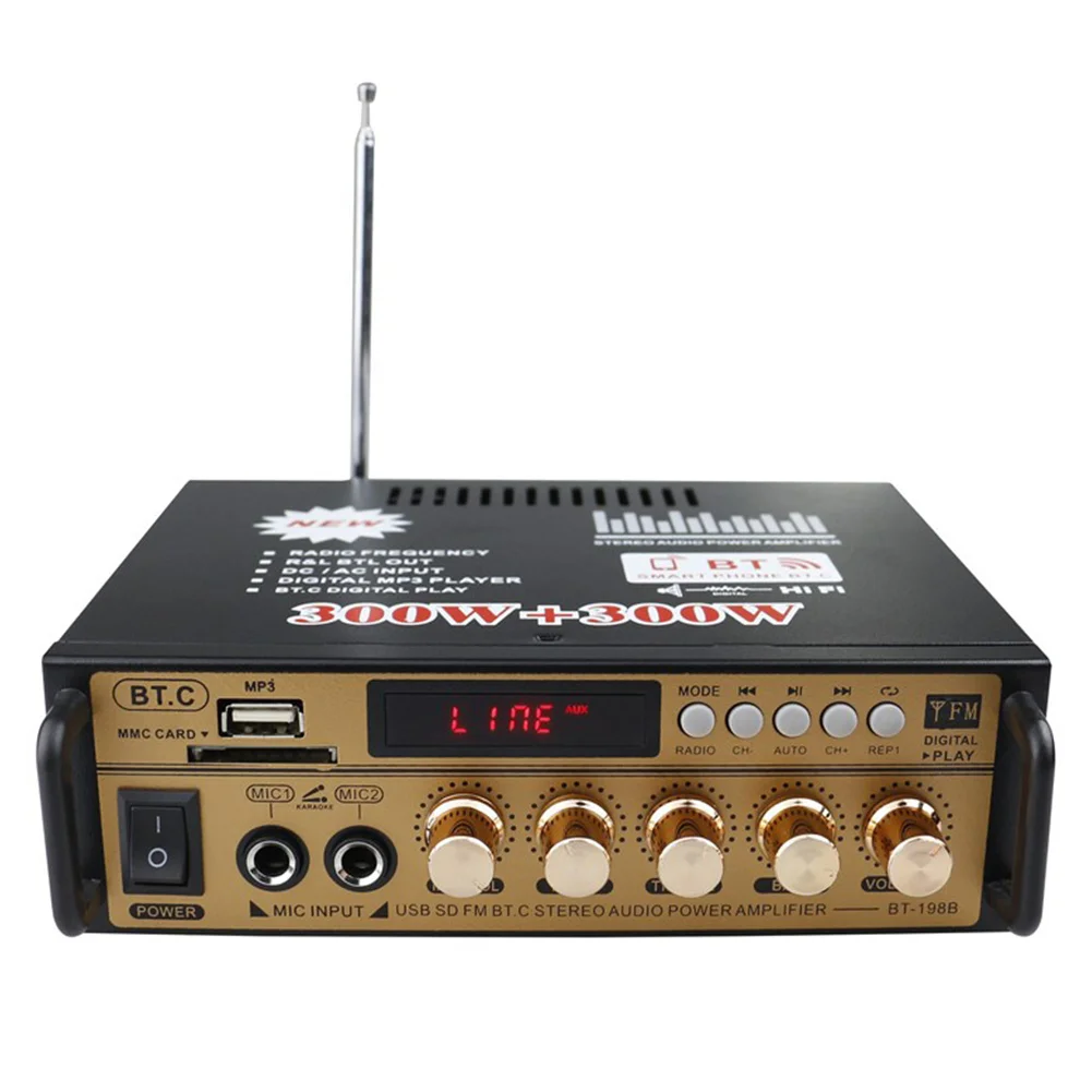 

198BT Small amplifier Bluetooth Speaker HIFI power amplifier Board Home Theater Audio Karaoke Stereo Music Player Sound Card AMP