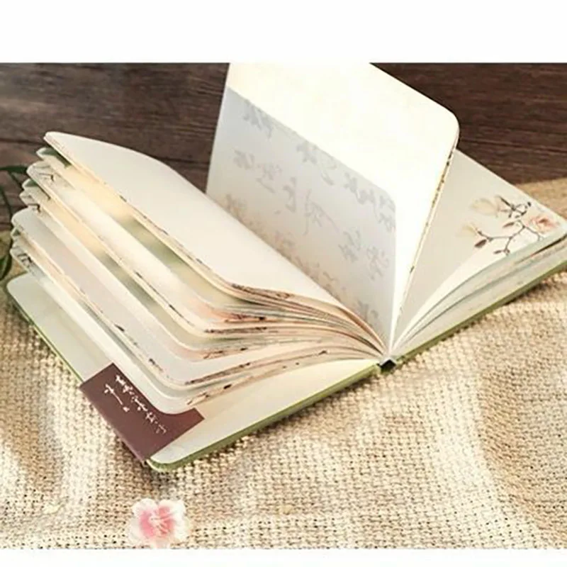 

4Color Inside Page Notebook Chinese Style Creative Hardcover Diary Book Weekly Planner Handbook Scrapbook Beautiful Student Gift