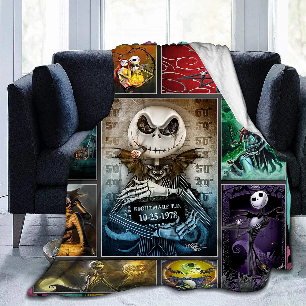 The Night Before Christmas Flannel Blanket Cartoon Pumpkin King Print Sofa Lightweight Warm Fleece Throw Camping Quilts | Дом и сад