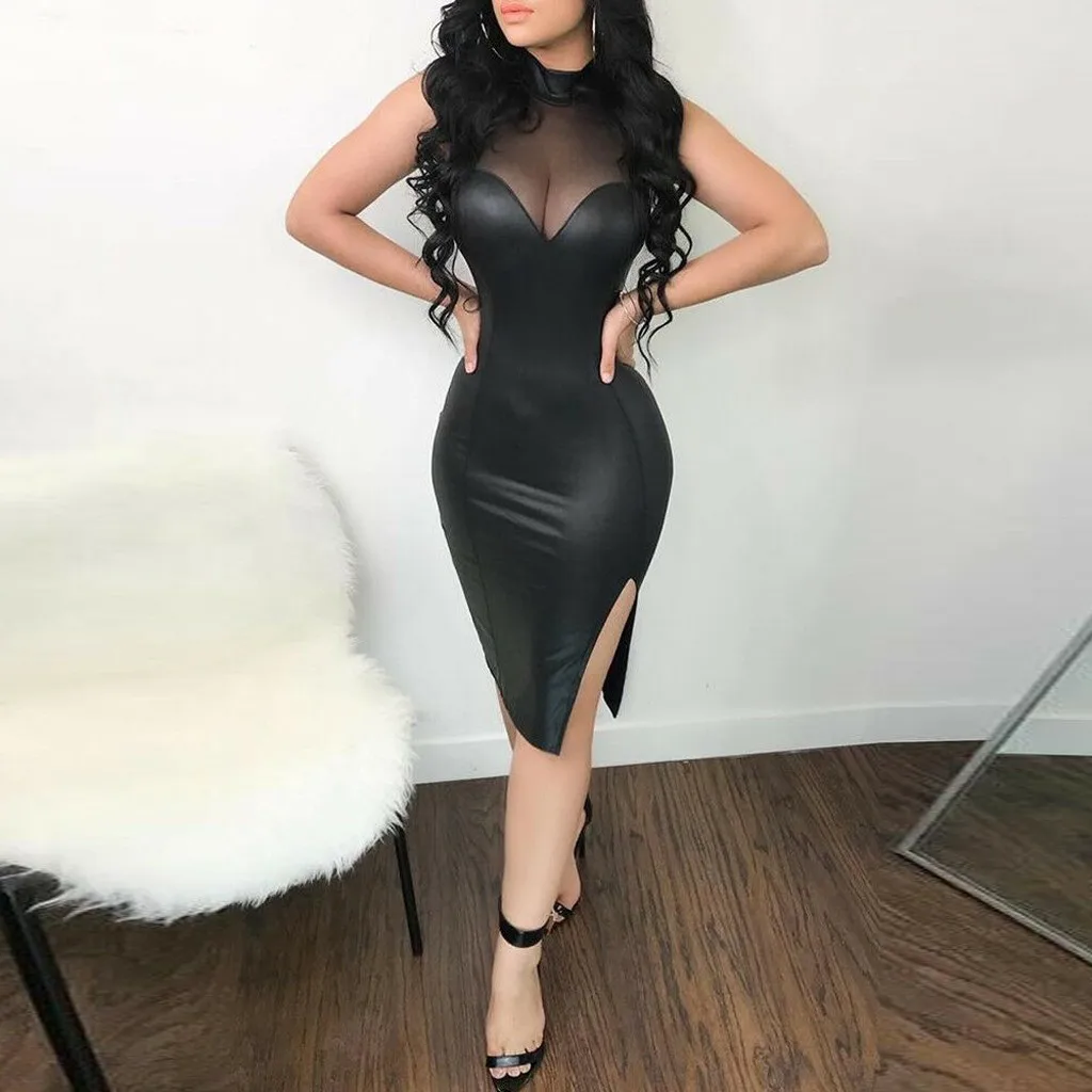 Кожаное платье новинка 2021 женское облегающее сексуальное платье-футляр большого
