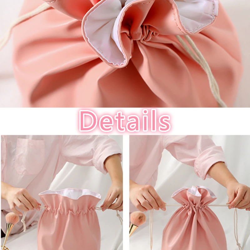 

Cosmetic Bags Women Solid Drawstring Portable Large Capacity Ins Travel Make Up Cases Womens Korean Style Toiletries Organizer