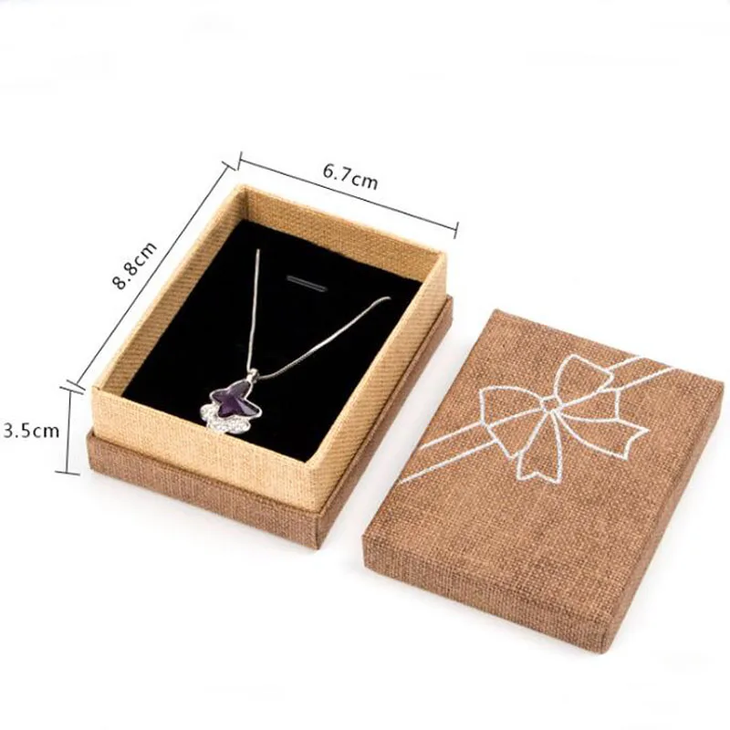 Jewelry organizer boxes  Gifts Case for necklace and rings Linen Style Paper Pendant Packaging  Wedding Necklace Display Cases