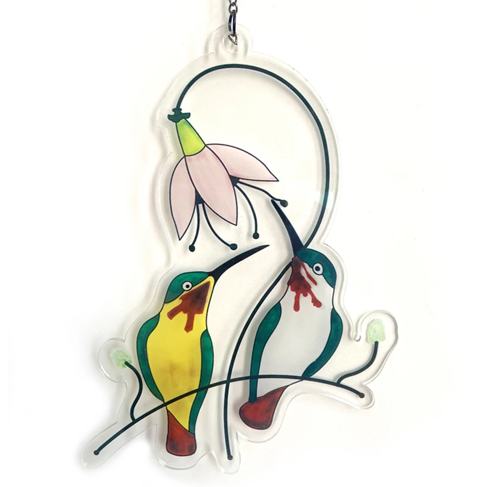 

Pendant Birds On A Wire Painted Gifts Green Windows Doors Decoration 19.5*12.5 Acrylic Ornaments