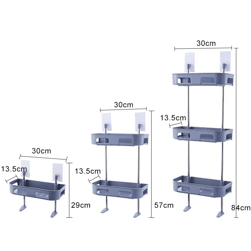 

1/2/3 Layer Plastic Bathroom Shelf Adhesive Shower Shelf Soap Holder Kitchen Storage Rack For Bath Toilet Washroom Organizer