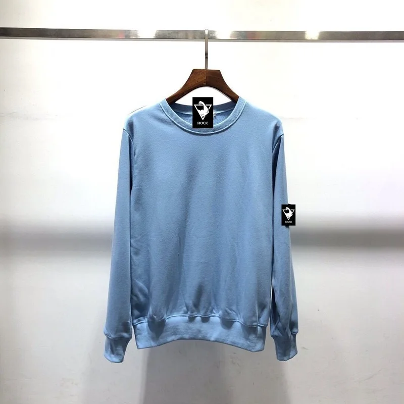 

European and American Stone Foreign Trade Sports 20 Classic Arm Badge Zipper Pocket Terry Fabric round Neck Sweater