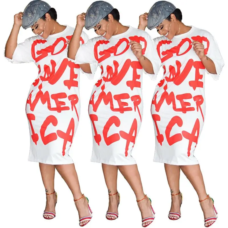 

TNNAOFF Aesthetic Letter Printed Dress for Women Birthday Club Outfits Summer Sexy Short Sleeve O-neck Streetwear Club Dresses